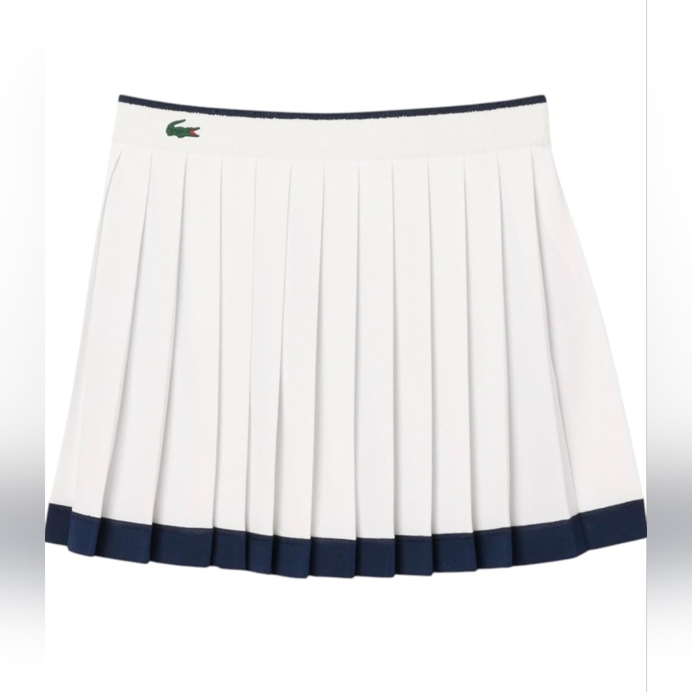 Lacoste White and Navy Trim Pleated Mini Skirt - Picture 10 of 11